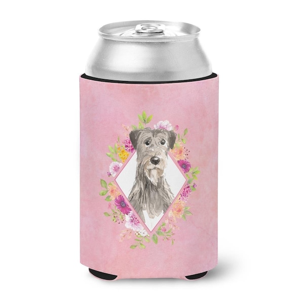 Carolines Treasures Irish Wolfhound Pink Flowers Can or Bottle Hugger - CK4231CC