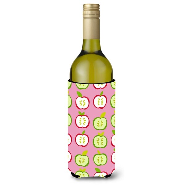Carolines Treasures Apples on Pink Wine Bottle Beverge Insulator Hugger - BB5141LITERK