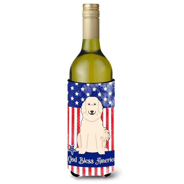 Carolines Treasures Patriotic USA Great Pyrenese Wine Bottle Beverge Insulator Hugger - BB3078LITERK