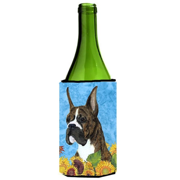 Carolines Treasures Boxer In Summer Flowers Wine bottle sleeve Hugger - 24 oz. - SS4141LITERK