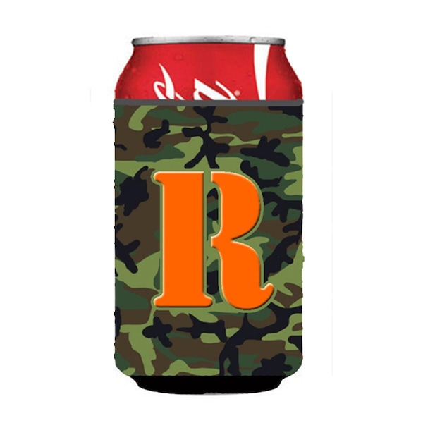 Carolines Treasures Letter R Initial Monogram - Camo Green Can Or Bottle  Hugger - CJ1030-RCC