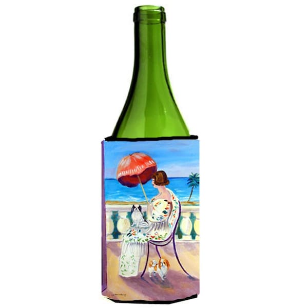 Carolines Treasures Lady With Her Japanese Chin Wine bottle sleeve Hugger - 7260LITERK