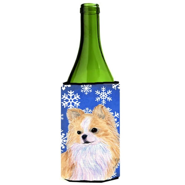 Carolines Treasures Chihuahua Winter Snowflakes Holiday Wine bottle sleeve Hugger - SS4611LITERK