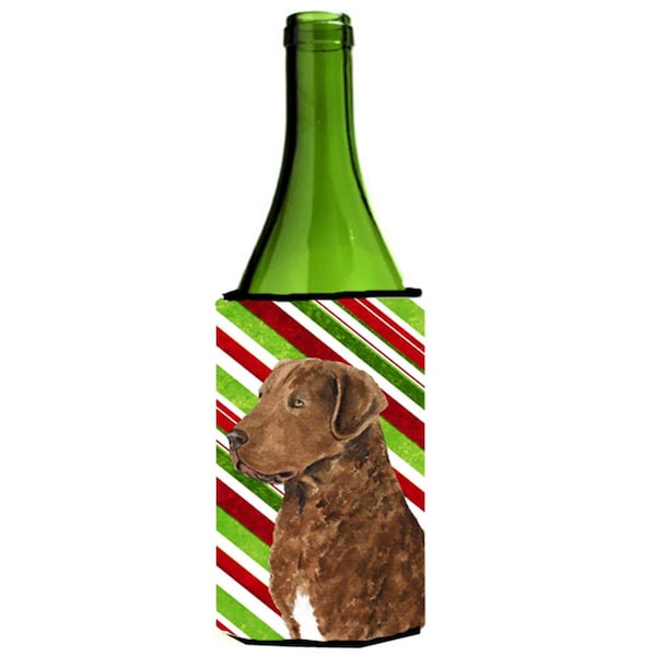 Carolines Treasures Chesapeake Bay Retriever Candy Cane Holiday Christmas Wine Bottle   Hugger - 24 oz. - SS4600LITERK