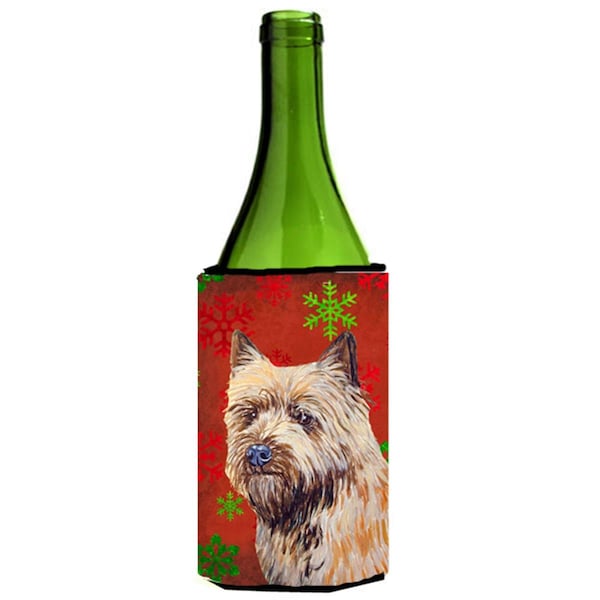 Carolines Treasures Cairn Terrier Snowflakes Holiday Christmas Wine bottle sleeve Hugger - LH9320LITERK