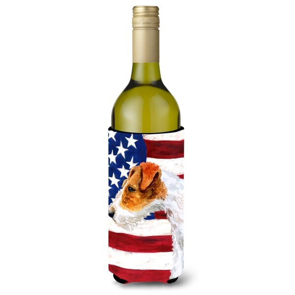 Carolines Treasures Fox Terrier Patriotic Wine Bottle Beverge Insulator Hugger - BB9650LITERK