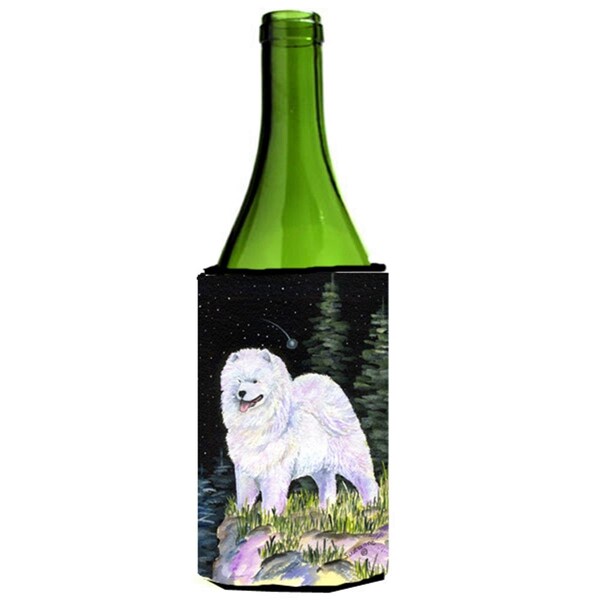 Carolines Treasures Starry Night Samoyed Wine bottle sleeve Hugger - 24 oz. - SS8498LITERK