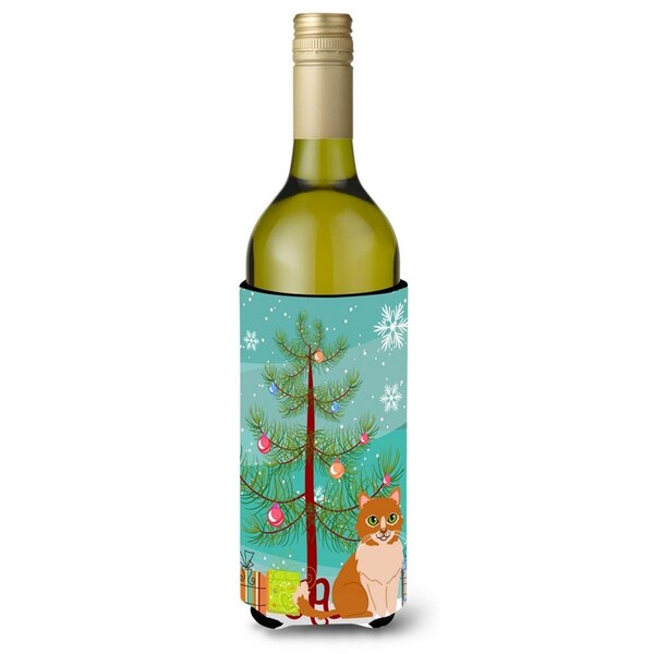 Carolines Treasures Merry Christmas Tree Ural Rex Cat Wine Bottle Beverge Insulator Hugger - BB4435LITERK