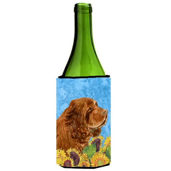 Carolines Treasures Sussex Spaniel In Summer Flowers Wine bottle sleeve Hugger - 24 oz. - SS4143LITERK