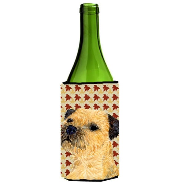 Carolines Treasures Border Terrier Fall Leaves Portrait Wine Bottle   Hugger - LH9098LITERK