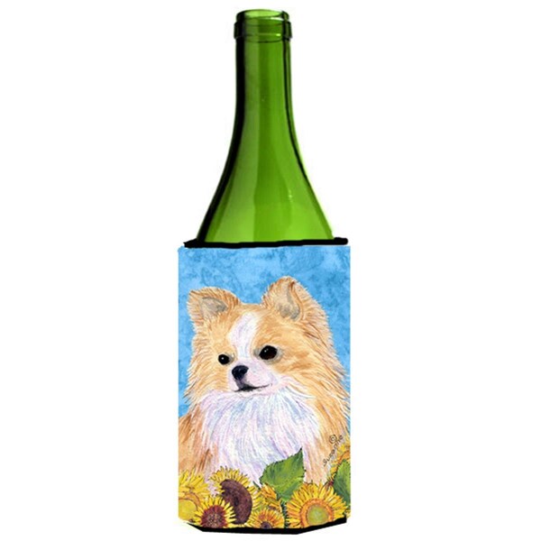 Carolines Treasures Chihuahua In Summer Flowers Wine bottle sleeve Hugger - 24 Oz. - SS4242LITERK