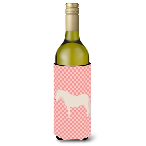 Carolines Treasures Paso Fino Horse Pink Check Wine Bottle Beverge Insulator Hugger - BB7905LITERK