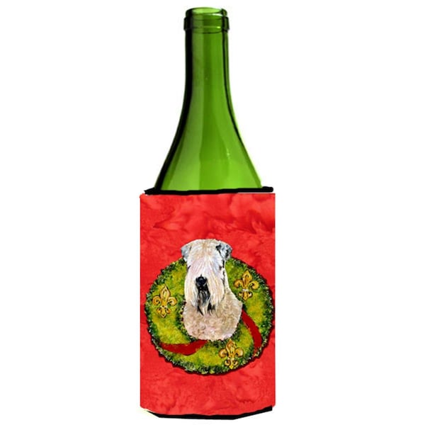 Carolines Treasures Wheaten Terrier Soft Coated Christmas Wreath Wine bottle sleeve Hugger - 24 oz. - SS4178LITERK