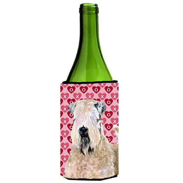 Carolines Treasures Wheaten Terrier Soft Coated Hearts Love Valentines Wine bottle sleeve Hugger - 24 oz. - SS4493LITERK