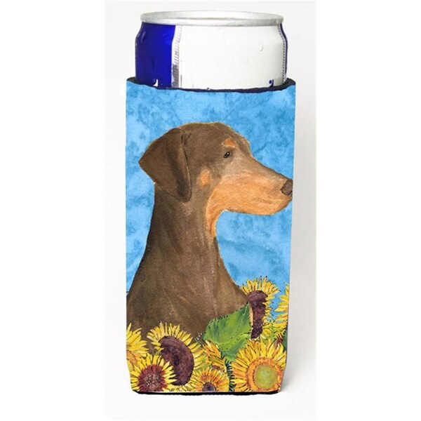 Carolines Treasures Doberman In Summer Flowers Michelob Ultra bottle sleeves For Slim Cans - 12 oz. - SS4112MUK