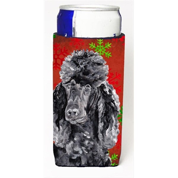 Carolines Treasures Black Standard Poodle Red Snowflakes Holiday Michelob Ultra bottle sleeves Slim Cans  12 Oz. - SC9746MUK