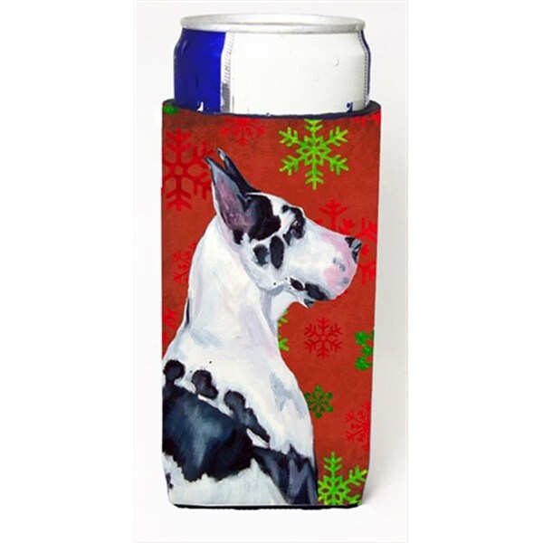 Carolines Treasures Great Dane Red And Green Snowflakes Holiday Christmas Michelob Ultra bottle sleeves For Slim Cans - LH9326MUK