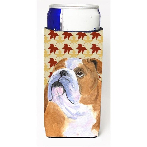 Carolines Treasures Bulldog English Fall Leaves Portrait Michelob Ultra bottle sleeve for Slim Can - SS4365MUK