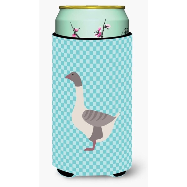 Carolines Treasures Buff Grey Back Goose Blue Check Tall Boy Beverage Insulator Hugger - BB8075TBC