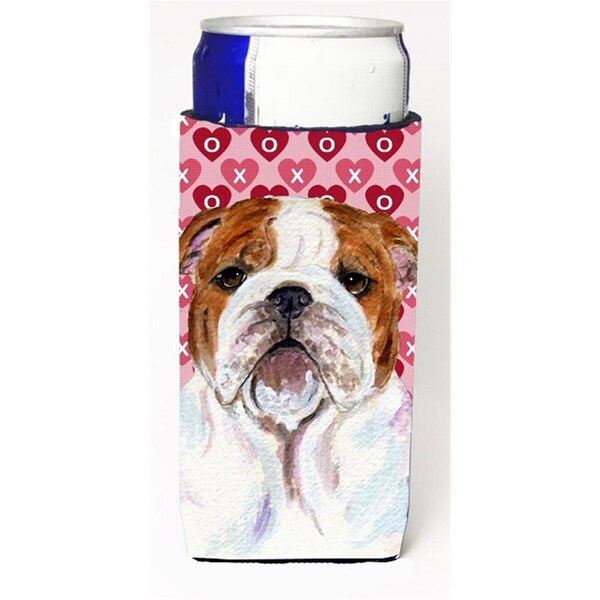Carolines Treasures Bulldog English Hearts Love Valentines Day Michelob Ultra bottle sleeves For Slim Cans - 12 oz. - SS4484MUK