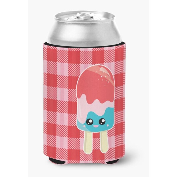 Carolines Treasures Ice Pop Popsicle Face Gingham Can or Bottle Hugger - BB7067CC