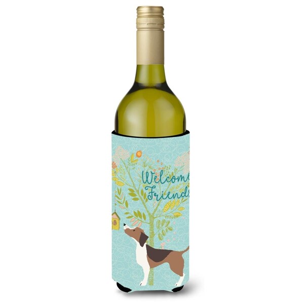 Carolines Treasures Welcome Friends Beagle Wine Bottle Beverge Insulator Hugger - BB7601LITERK