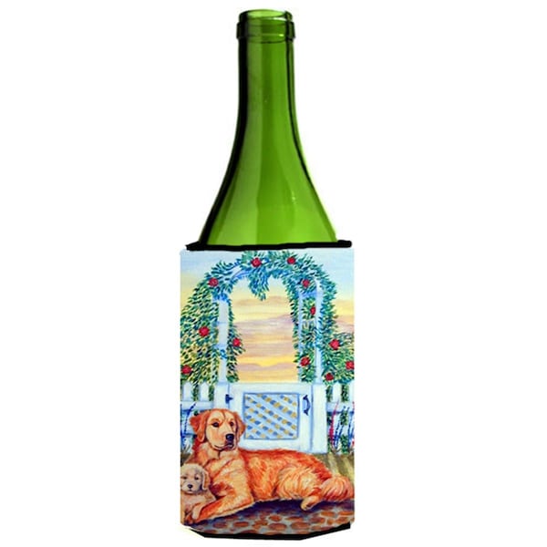 Carolines Treasures Golden Retriever And Puppy At The Fence Wine bottle sleeve Hugger - 24 oz. - 7148LITERK