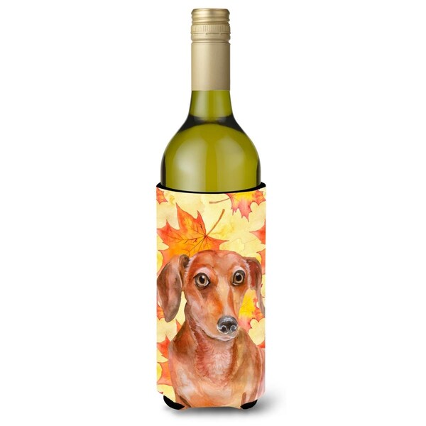 Carolines Treasures Red Dachshund Fall Wine Bottle Beverge Insulator Hugger - BB9968LITERK
