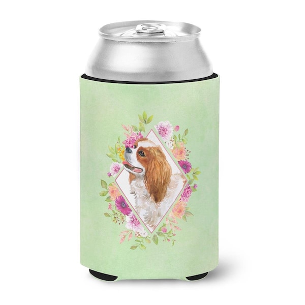 Carolines Treasures Cavalier King Charles Spaniel Green Flowers Can or Bottle Hugger - CK4286CC