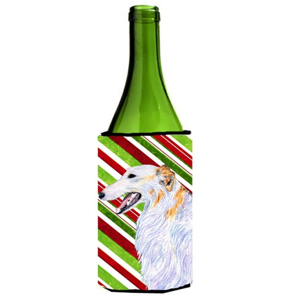 Carolines Treasures Borzoi Candy Cane Holiday Christmas Wine Bottle  Hugger - 24 oz. - SS4544LITERK