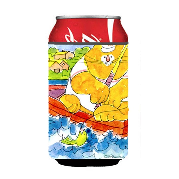 Carolines Treasures Big Orange Cat Fishing Can Or Bottle  Hugger - 6107CC