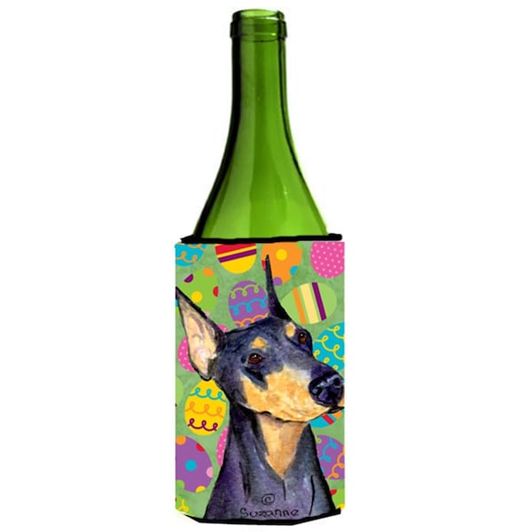 Carolines Treasures Doberman Easter Eggtravaganza Wine bottle sleeve Hugger - SS4840LITERK