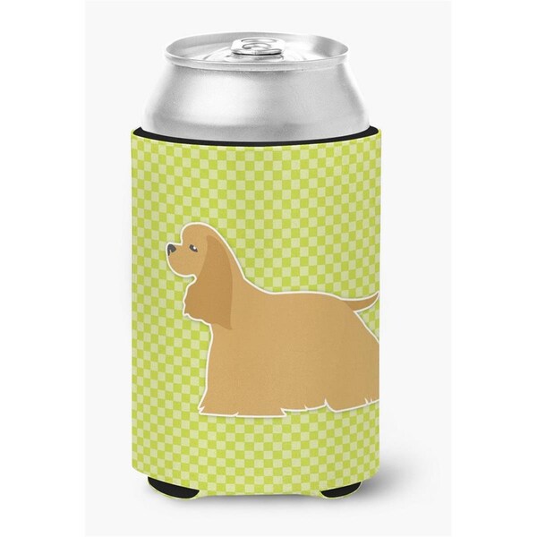 Carolines Treasures Cocker Spaniel Checkerboard Green Can or Bottle Hugger - BB3786CC