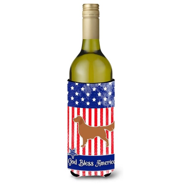 Carolines Treasures USA Patriotic Golden Retriever Wine Bottle Beverge Insulator Hugger - BB3304LITERK