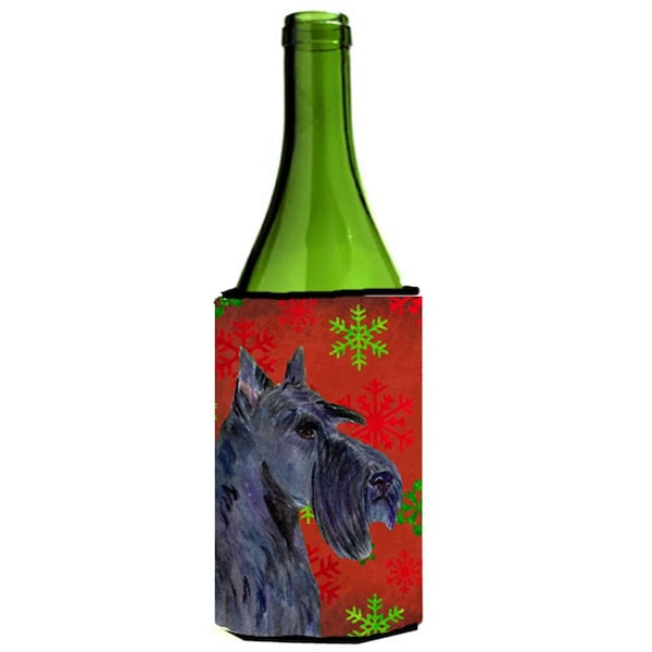 Carolines Treasures Scottish Terrier Red And Green Snowflakes Holiday Christmas Wine bottle sleeve - SS4736LITERK