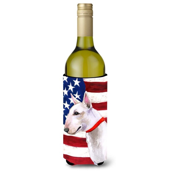 Carolines Treasures Bull Terrier Patriotic Wine Bottle Beverge Insulator Hugger - BB9693LITERK