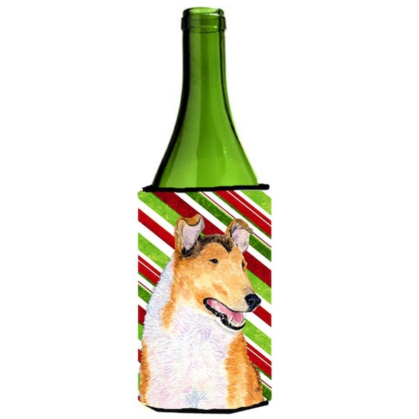 Carolines Treasures Collie Smooth Candy Cane Holiday Christmas Wine Bottle  Hugger - 24 oz. - SS4539LITERK