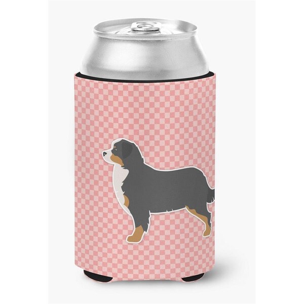 Carolines Treasures Bernese Mountain Dog Checkerboard Pink Can or Bottle Hugger - BB3619CC