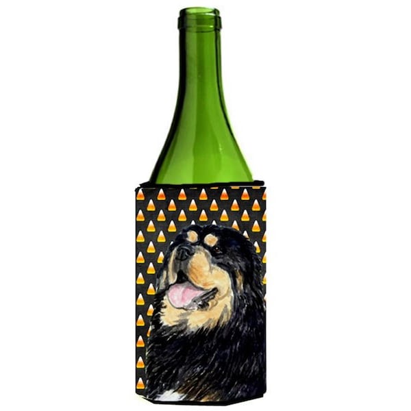 Carolines Treasures Tibetan Mastiff Candy Corn Halloween Portrait Wine Bottle  Hugger - 24 oz. - SS4305LITERK