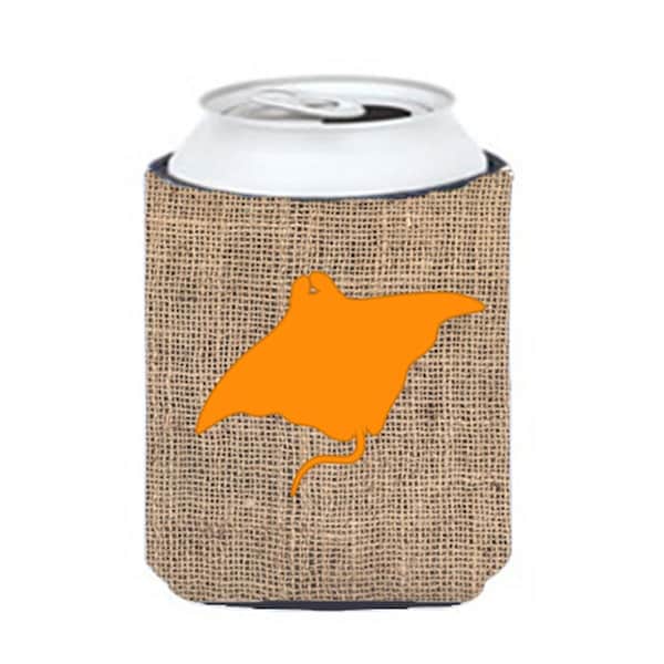 Carolines Treasures Manta ray Burlap and Orange Can or Bottle  Hugger - BB1014-BL-OR-CC
