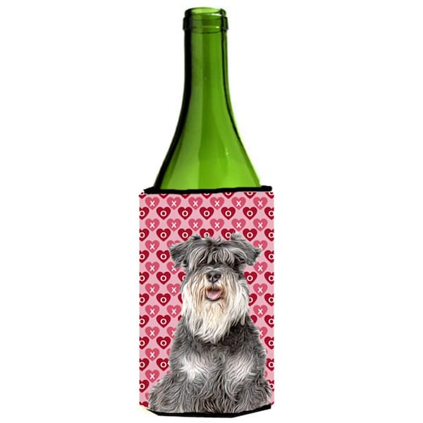 Carolines Treasures Hearts Love and Valentines Day Schnauzer Wine bottle sleeve Hugger - KJ1192LITERK