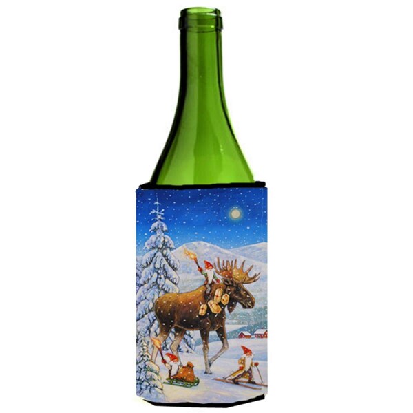 Carolines Treasures Christmas Gnome Riding Reindeer Wine Bottle Can cooler Hugger - ACG0102LITERK