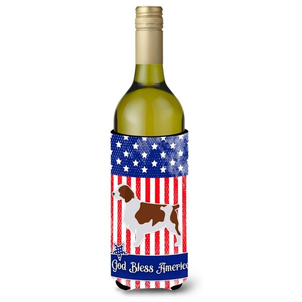 Carolines Treasures USA Patriotic Welsh Springer Spaniel Wine Bottle Beverge Insulator Hugger - BB3300LITERK