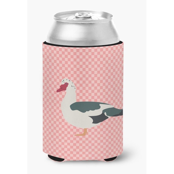 Carolines Treasures Muscovy Duck Pink Check Can or Bottle Hugger - BB7864CC