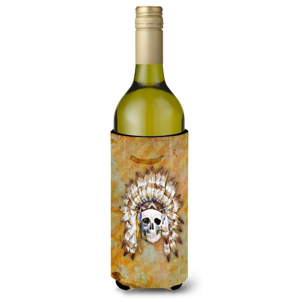Carolines Treasures Day of the Dead Indian Skull Wine Bottle Beverge Insulator Hugger - BB5121LITERK