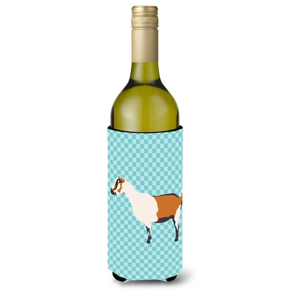Carolines Treasures Alpine Goat Blue Check Wine Bottle Beverge Insulator Hugger - BB8054LITERK