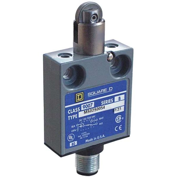 Interruptor de límite Telemecanique Sensors, Plunger, Roller, SPDT, 3A @ 240V AC, Ubicación del actuador: Superior - 9007MS02S0054