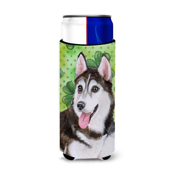 Carolines Treasures Siberian Husky No. 2 St Patricks Michelob Ultra Hugger for Slim Cans - BB9886MUK