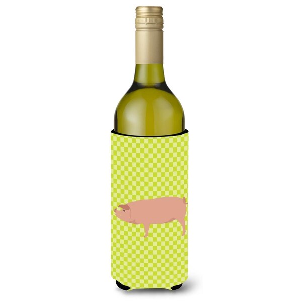 Carolines Treasures American Landrace Pig Green Wine Bottle Beverge Insulator Hugger - BB7758LITERK