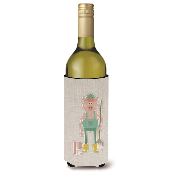 Carolines Treasures Alphabet P for Pig Wine Bottle Beverge Insulator Hugger - BB5741LITERK